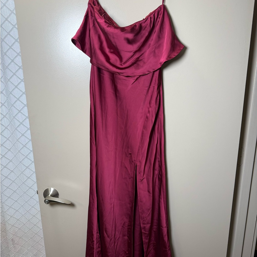 Petal & Pup Satin Cowl Slip Maxi Dress in Berry